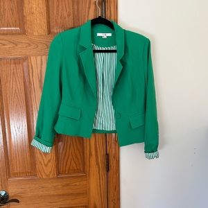 Green blazer with pinstriped lining. Size M